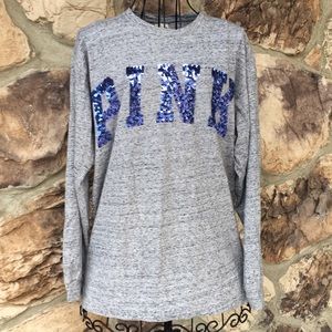 PINK sequined long sleeve shirt